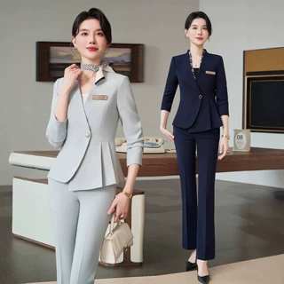 西装套装女2026年秋季收腰前台服务员工作服高端气质酒店接待正装