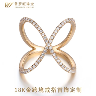 18K金戒指批发厂跨境代发莫桑石戒指夸张灵蛇缠绕钻石戒指女金银