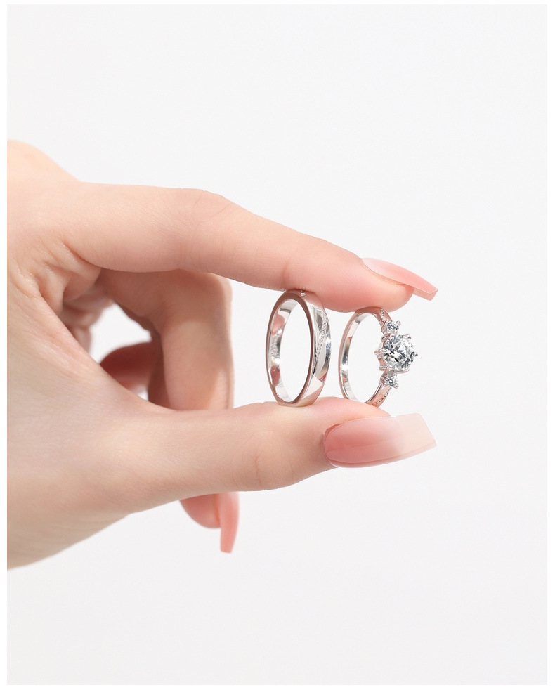 Bagues de couple en Moissanite, bagues de proposition, bagues en diamant de simulation, hommes et femmes, simple paire de bagues de mariage en Moissanite authentiques_voghion.com