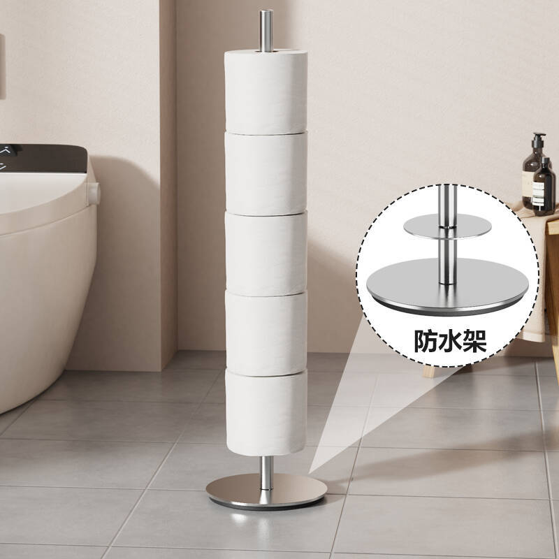 Estante de almacenamiento lateral de inodoro transfronterizo Estante de papel higiénico de baño Estante en rollo de papel de pie Estante de toallas de papel de piso de papel de baño