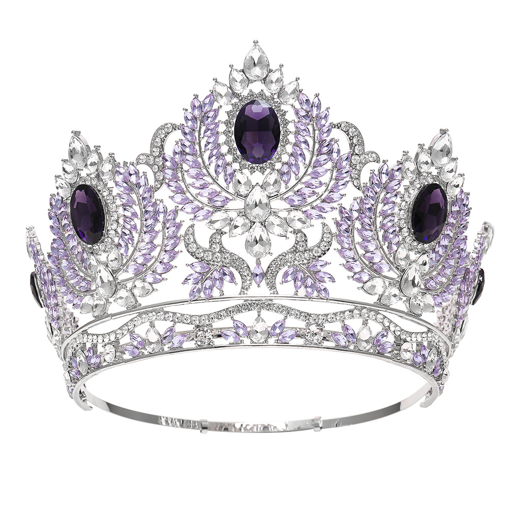 Europeo y americano de gran tamaño nupcial corona accesorios para el cabello corona barroca reina pasarela corona de gama alta corona completa