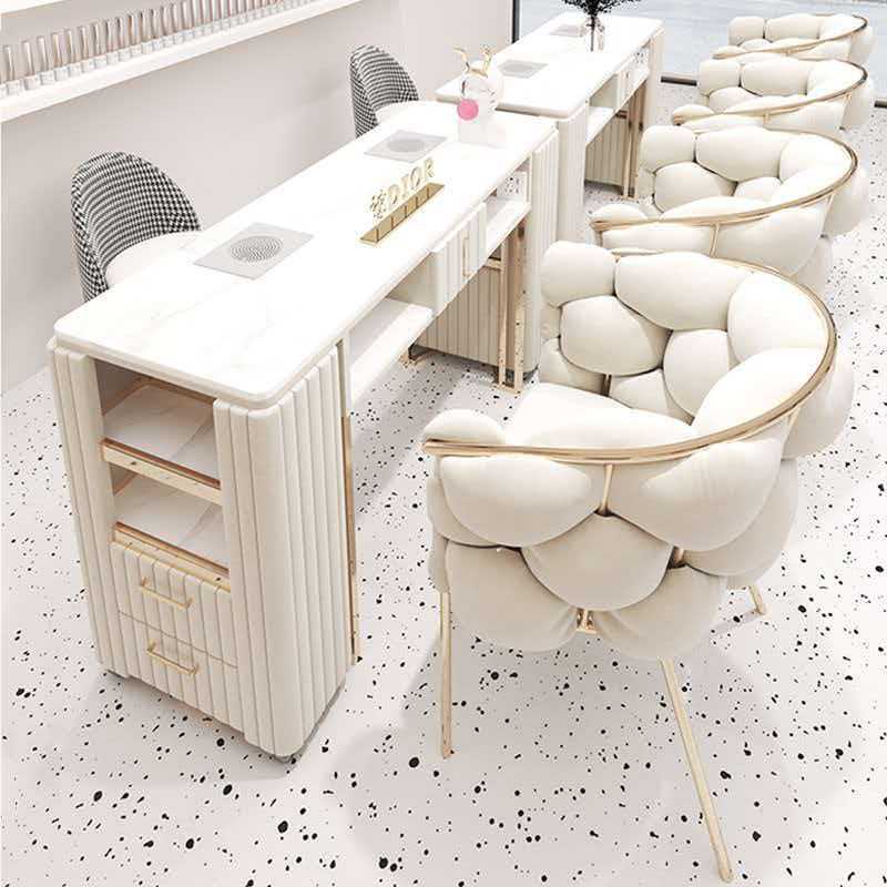 Nail salon manicure tables and chairs, simple single and double manicure tables, marble trendy beauty salon manicure tables