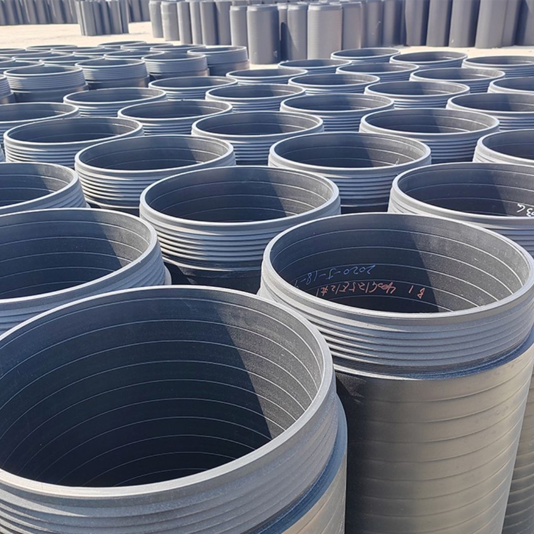 排污管自锁式PE顶拉管12.5KN柔性密封聚乙烯缠绕实壁排水管批发