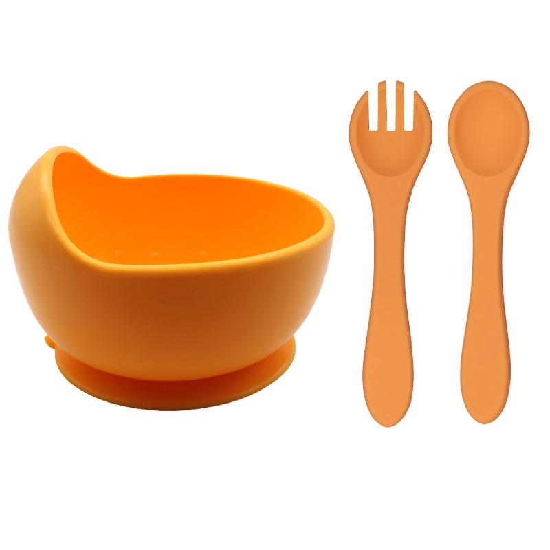 포크, 스푼, 그릇 3종 세트-오렌지