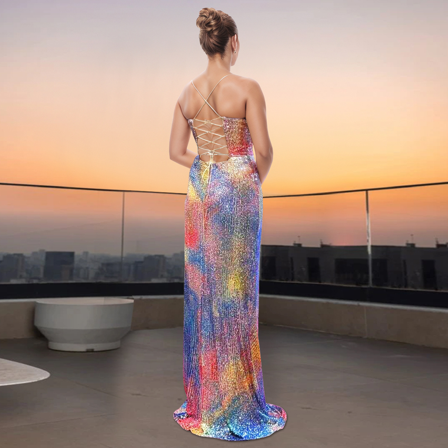 C7351 Cross-border AliExpress Amazon Moda europea y americana Vestido de brazo delgado con lentejuelas y tirantes sexy para mujer image 4