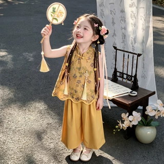 韩国女童新中式套装2026夏季新款国风两件套洋气网红童装一件代发