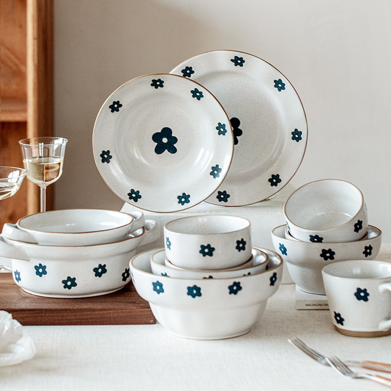 Big Sale Japanese Retro Tableware Dishes Home Plates Eating Bowls