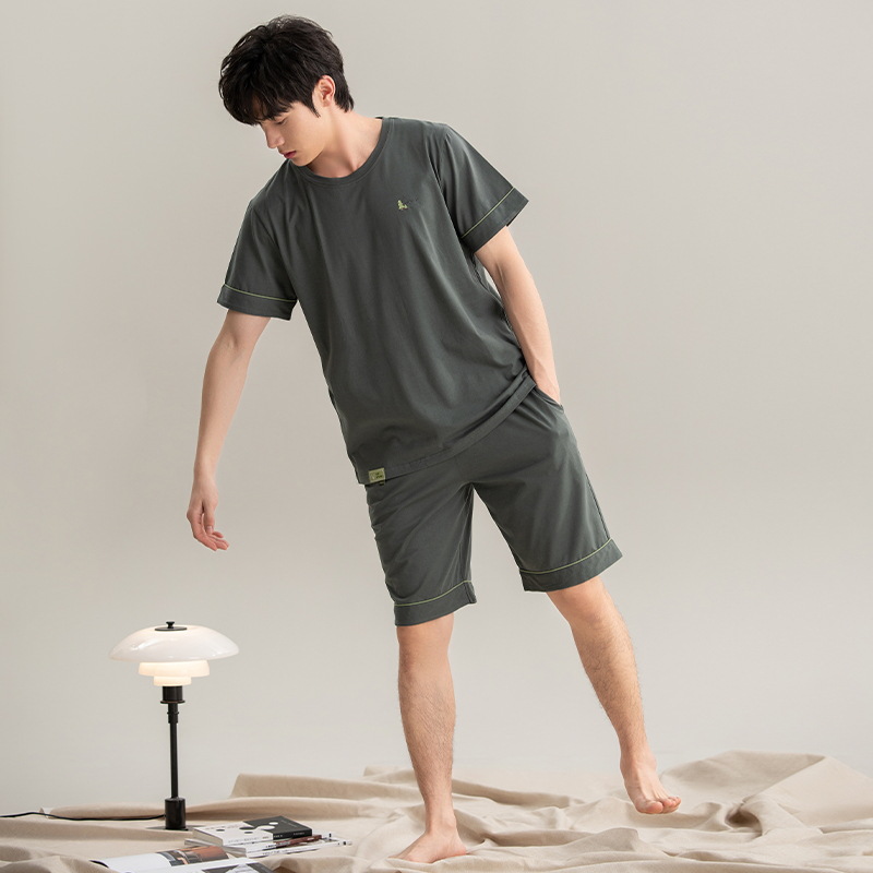 メンズパジャマメンズ夏の純綿半袖ショーツ 2025 新しいスーツボーイズホーム服韓国スタイル夏スタイル