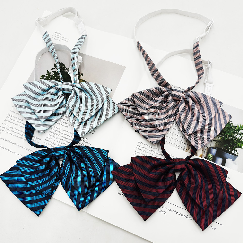 Fabricante spot doble mariposa grande JK pajarita pajarita flor traje de soltero todo fósforo raya universal lazo mujer