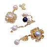Organic ring from pearl, advanced zirconium, golden color, micro incrustation, light luxury style, high-quality style