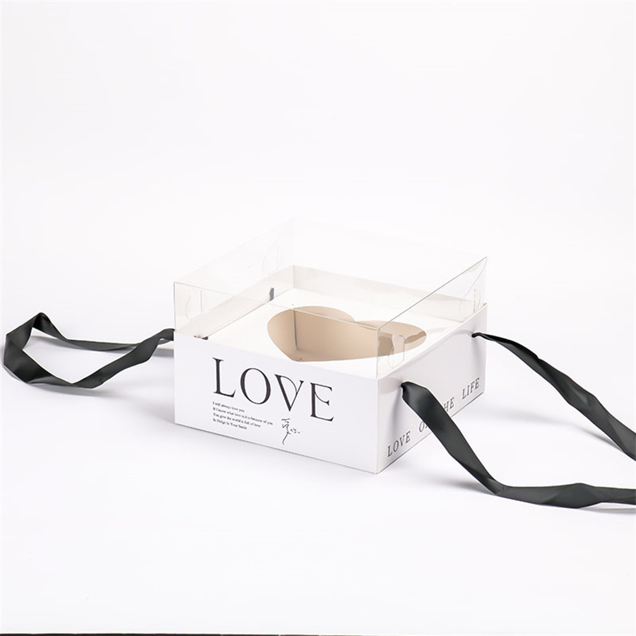 Caja de cártamo neto, espejo plegable, caja portátil, caja de regalo de flores, caja de flores de San Valentín, caja portátil de amor de PVC al por mayor