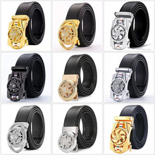 网红爆款时来运转男士自动扣皮带双包边百搭镶钻旋转腰带厂家批发