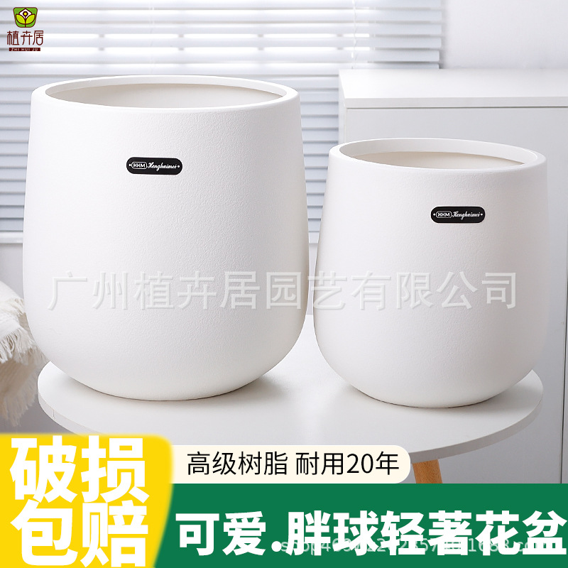 Cross-border Foreign Trade Nordic Large Diameter Flower Pot High Color Value Simple Modern Living Room Balcony Resin Green Plant Flower Ornaments