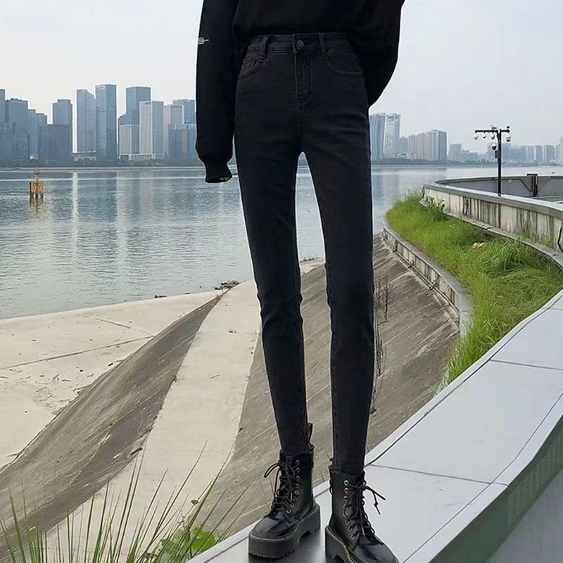 秋冬新款废土风直筒牛仔裤女牛仔阔腿裤高腰百搭显瘦宽松垂顺裤子|undefined