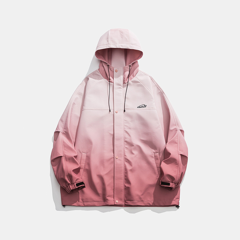 Montaña al aire libre chaqueta de asalto encapuchada hombre otoño japonés retro suelto de gran tamaño chaqueta de trabajo con cremallera