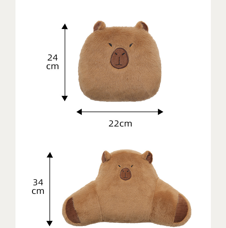 Plush car headrest waist support cute kapibala universal car pillow neck pillow cartoon car pillow