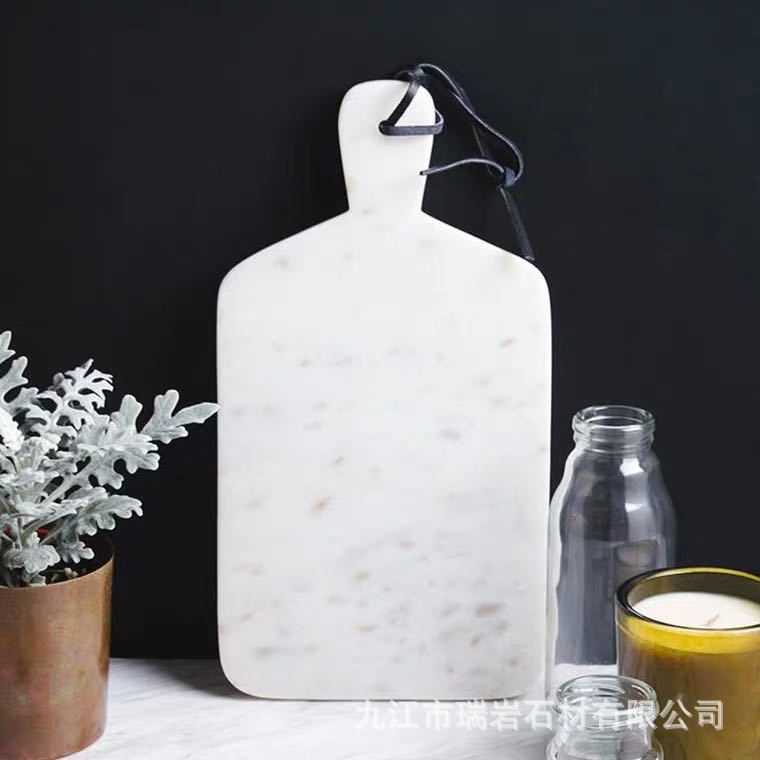 Nórdico simple natural mármol cuadrado bandeja de la manija lujo creativo Hotel almacenamiento fruta Decoración