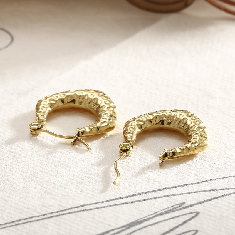 18K Gold Plated Plating Material Hoop Earrings Classification 1 Pair Fashion C Shape Plating 304 Stainless Steel 18K Gold Plated Stainless Steel Earrings