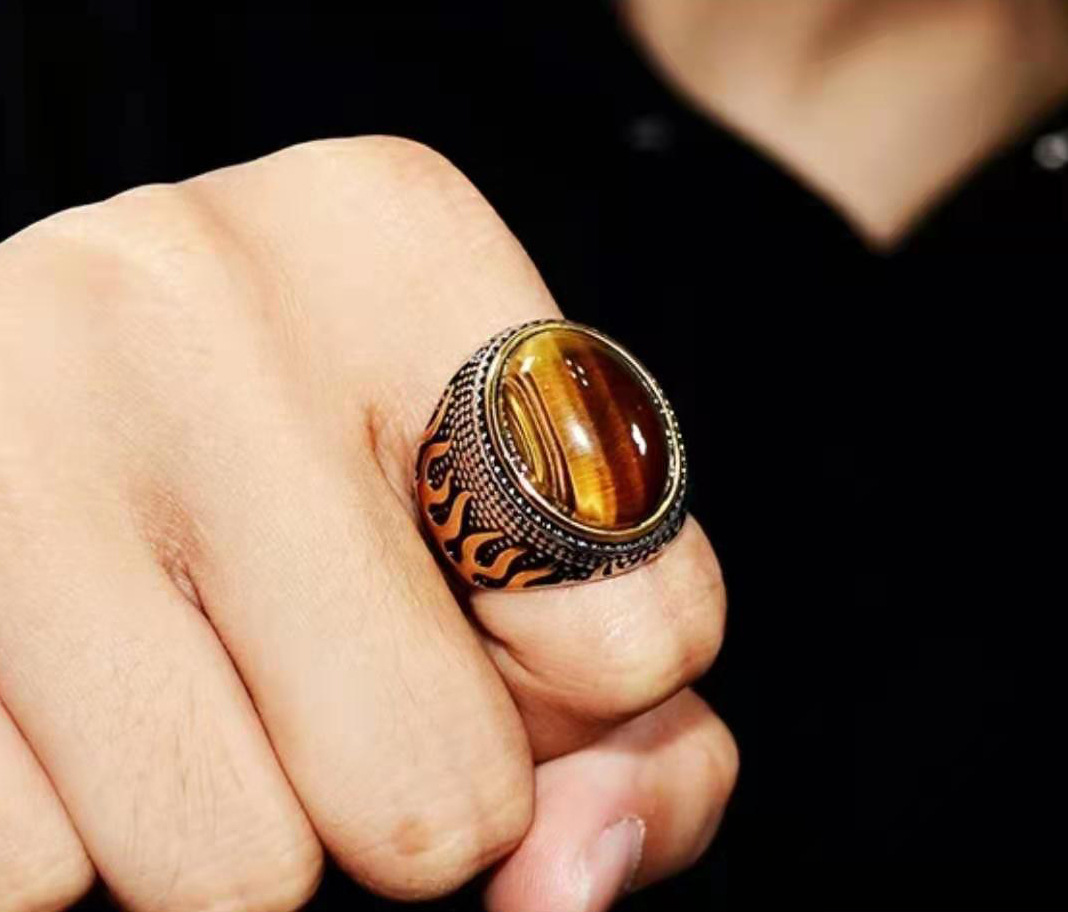 Retro Geometric Alloy Artificial Gemstones Men's Rings display picture 4