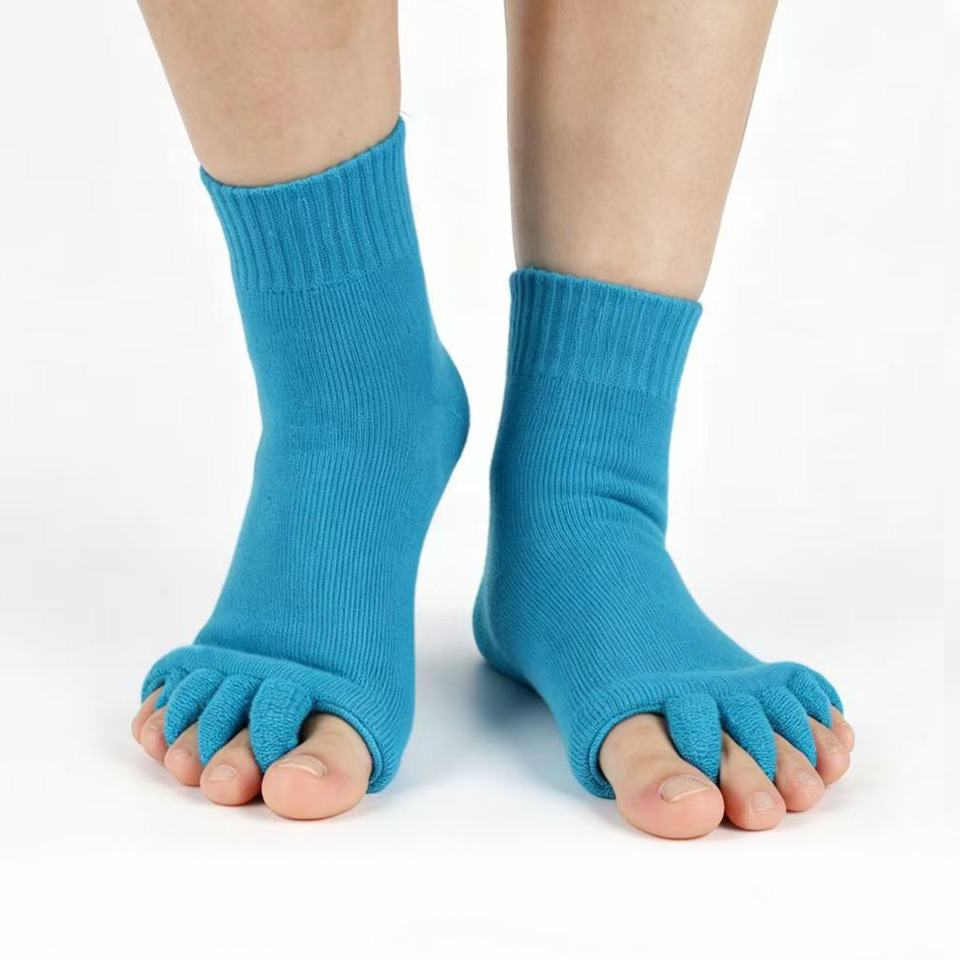 Calcetines del dedo del pie japoneses y coreanos calcetines del dedo del pie de la yoga del masaje DE LA SALUD calcetines del dedo del pie del algodón de acrílico suave de las mujeres calcetines abiertos del dedo del pie