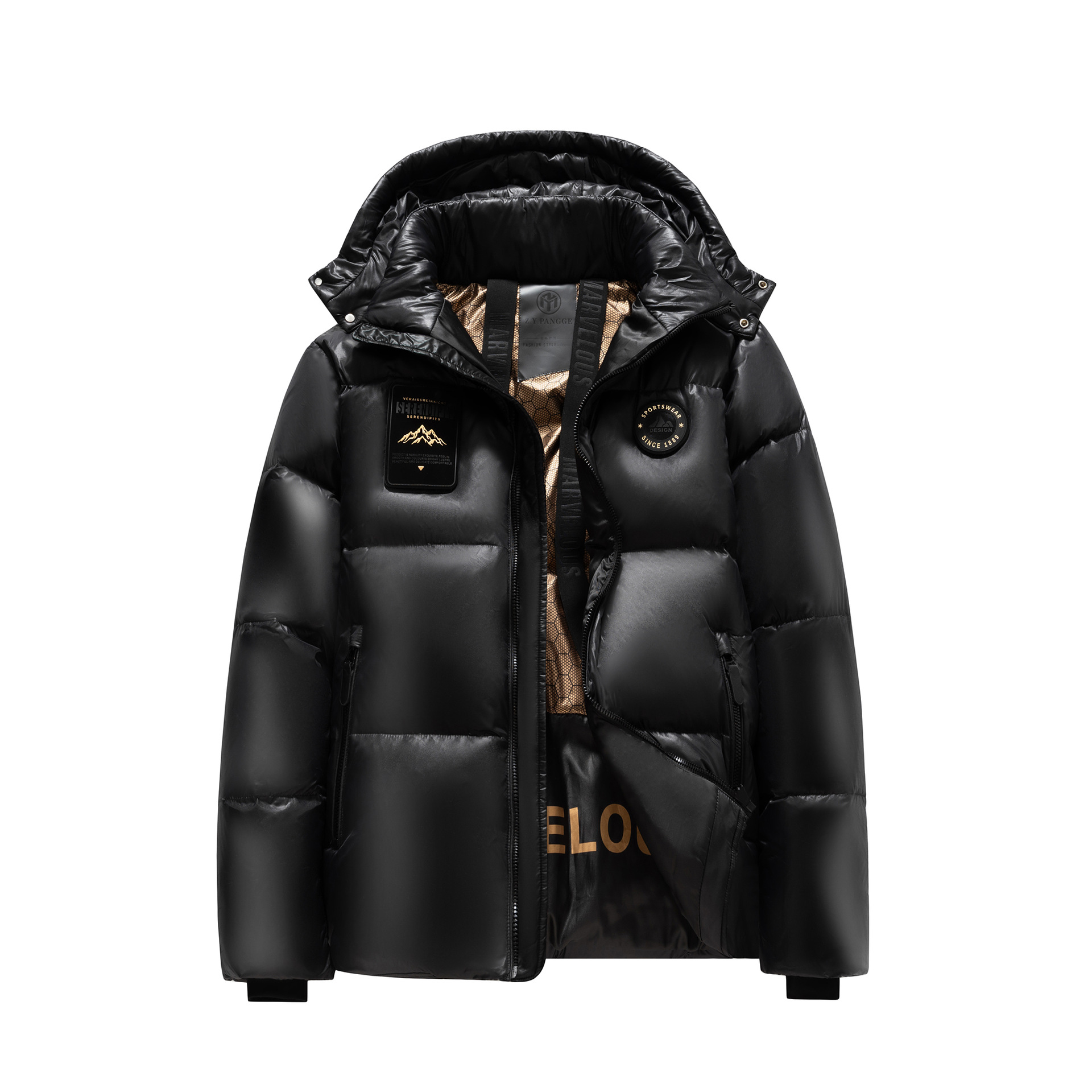 Men's Clothing New men's black and gold plus size Coat jacket winter thick warm high end cold proof clothing fashionable warm coat_voghion.com