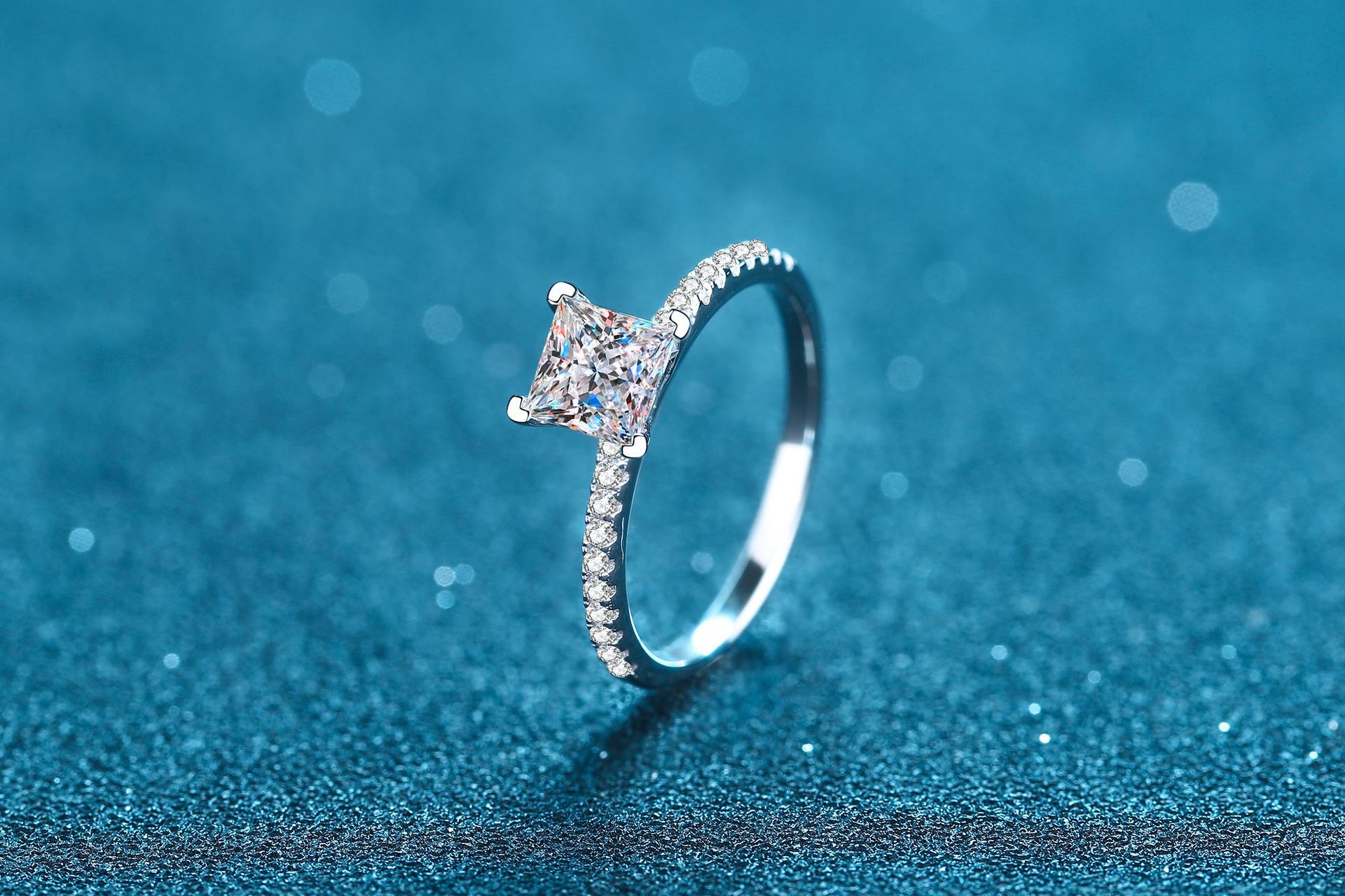 3g Weight 925 Sterling Silver Moissanite Zircon Geometric Rings