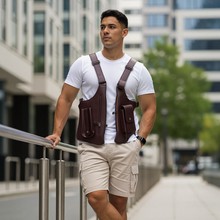 工厂胸包新款男士复古背包腋下多功能单肩包户外运动马甲包手机包