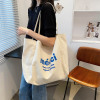 Brand capacious shopping bag, one-shoulder bag, linen bag, Korean style