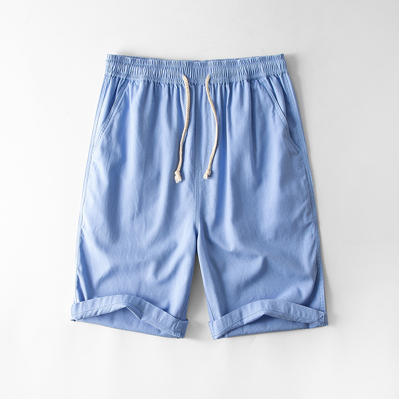 Pantalones cortos de lino de los hombres pantalones de lino rectos flojos ocasionales playa más tamaño fábrica verano cintura elástica más tamaño hombres
