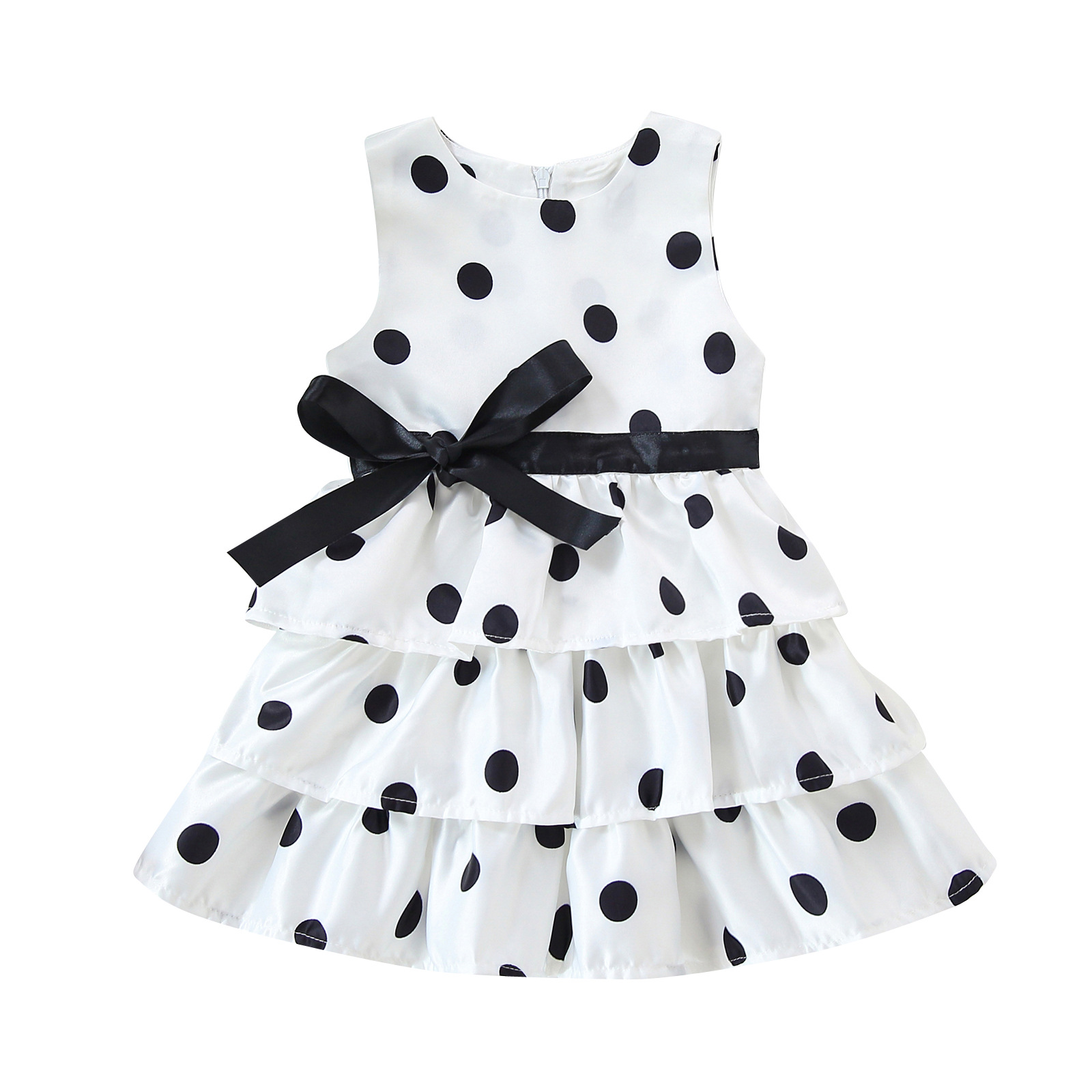 Girls Spring And Autumn Models 2022 New European And American Explosion Models In The Big Children's Personality Long-sleeved Polka Dot Print Cute Dress