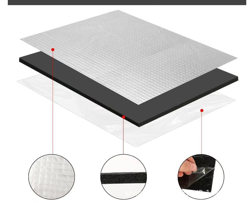 25*18cm Car Soundproofing Cotton Heat Insulation Cotton Aluminum Foil Shock Absorbing Pad Insulation Pad Silencer Cotton Cross-Border Dropshipping
