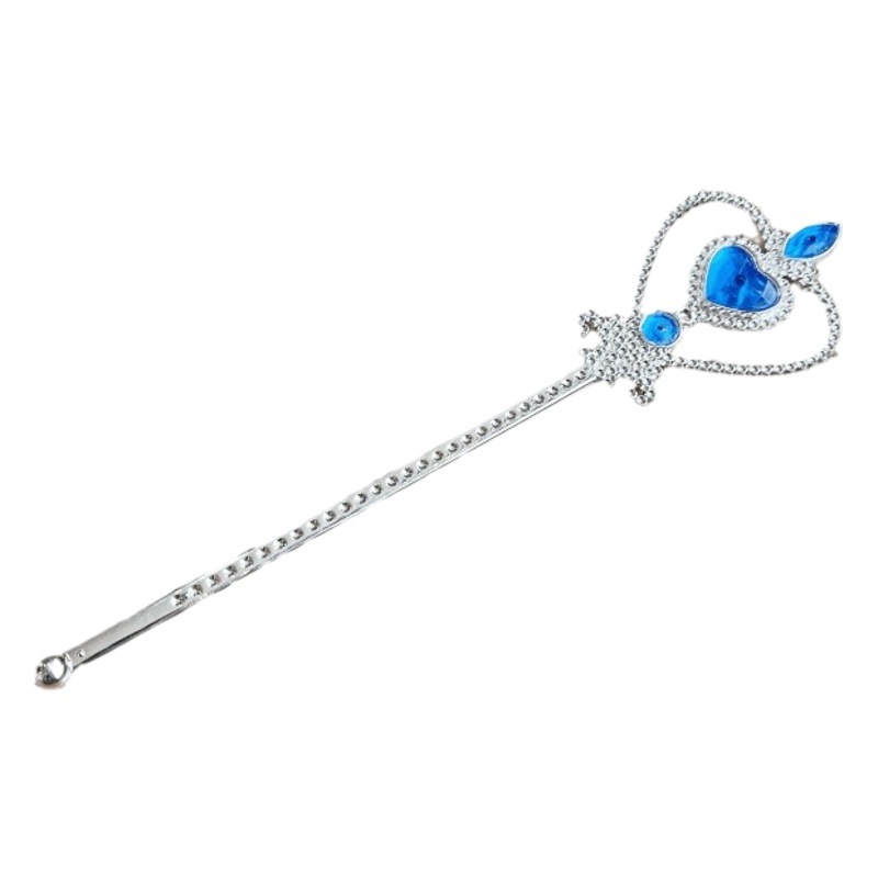 Manufacturer's Ready-Made Children's Ice and Snow Princess Plastic Heart Diamond Magic Wand Love Fairy Wand Plastic Cane