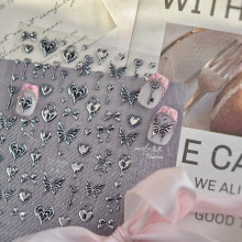 tomoni&莫失金属美甲贴纸ins爆款暗黑系风指甲贴爱心蝴蝶饰品素材