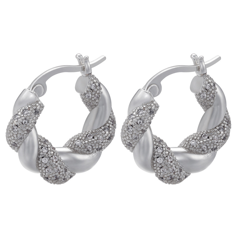 Fashion Twist Gold Plated Plating Inlay Zircon Earrings