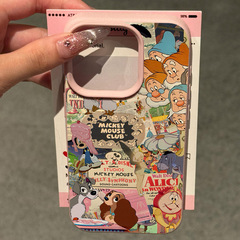 インかわいいアニメ新聞 Apple 16promax 携帯電話ケース iPhone14 女性新モデル 13 レザーパターン 15