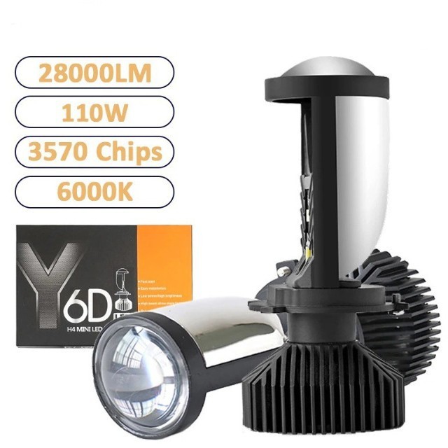 新しい Y6D Y7DY8 車 LED ヘッドライト H4 レンズ付き超高輝度スポットライト高近光ヘッドライト魚眼ランプ|undefined