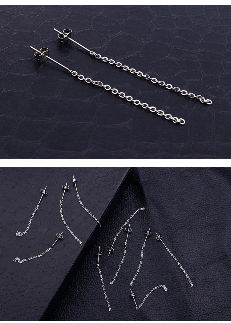 3g Weight 1 Pair Simple Style Solid Color Chain 304 Stainless Steel Drop Earrings