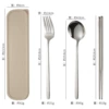 Set, spoon, fork, chopsticks, box, 4 piece set