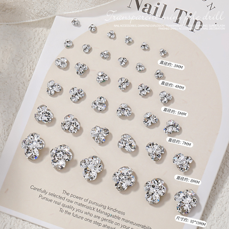 Shijia huazi diamante clavo montón diamante bola ZIRCON Luz de lujo Super flash cristal paloma huevo en forma de uñas decoraciones al por mayor image 1