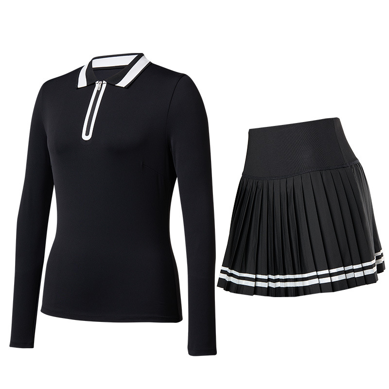 Trajes deportivos de mujeres polo camisa de mangas largas golf adelgazante tenis ropa deportiva casual tenis falda corta dos piezas