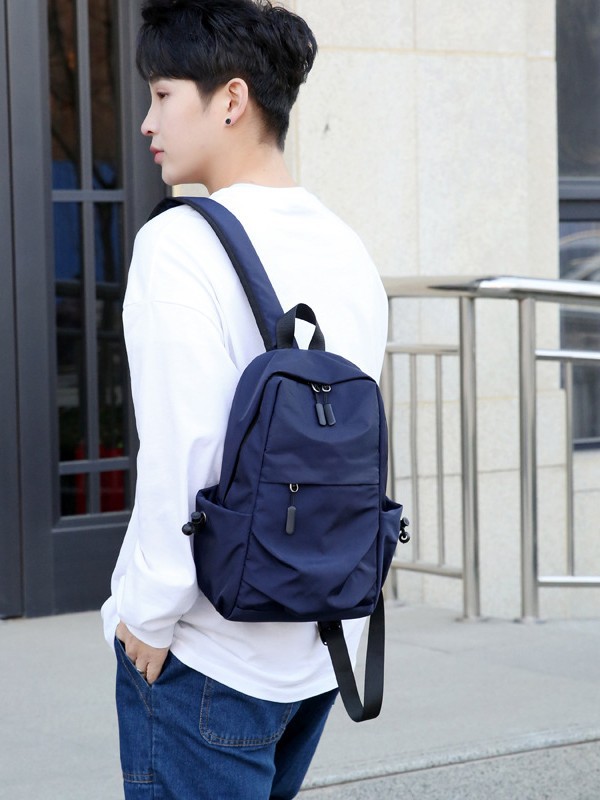 Mini Backpack Men's and Women's Couple's Small Backpack Simple High-Value Schoolbag Pleated Small Backpack Can Put Water Cup