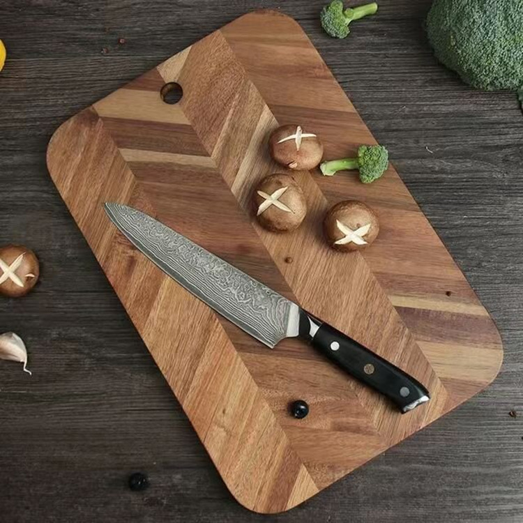 Tablero de cortar de madera de acacia transfronterizo grande con mango corte de vegetales costura de frutas hogar tabla de cortar de madera maciza bandeja de carne creativa