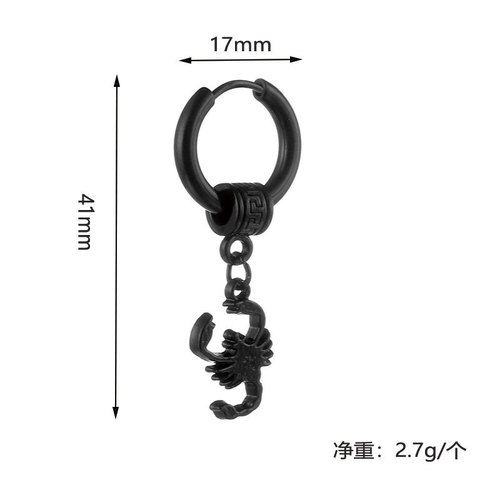 Cross-border titanium steel scorpion pendant trendy men's design personalized earrings wholesale European and American fashion street hip-hop ear bone nails