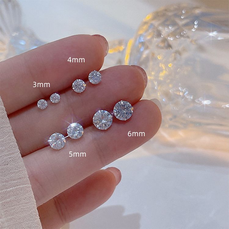 Cross-border explosions S925 pin earrings flash Joker mini zircon earrings fresh simple men's and women's earrings live