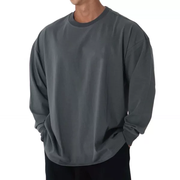 Muscular Men's Fashionable Brand Loose Fitness Clothes Casual Training Sportswear Long-sleeved T-shirt Pullover Sweater Thin Men