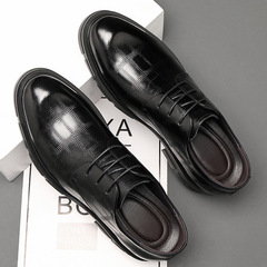 男士皮鞋頭層牛皮商務正裝厚底增高鞋英倫風真皮圓頭結婚拍照男鞋