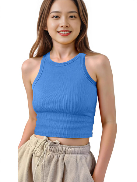 short children's summer solid color bra top sleevless