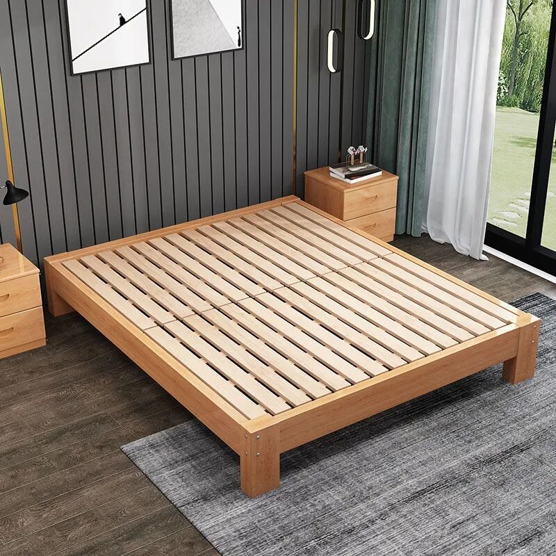 Cama de madera maciza de haya 1,8 m cama individual simple cama individual 1,5 m cama con dosel tatami fábrica simple una pieza al por mayor