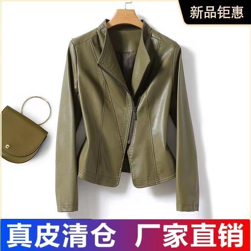 [spot] new small leather leather leather sheepskin women's jacket short slim leather women's fashion
