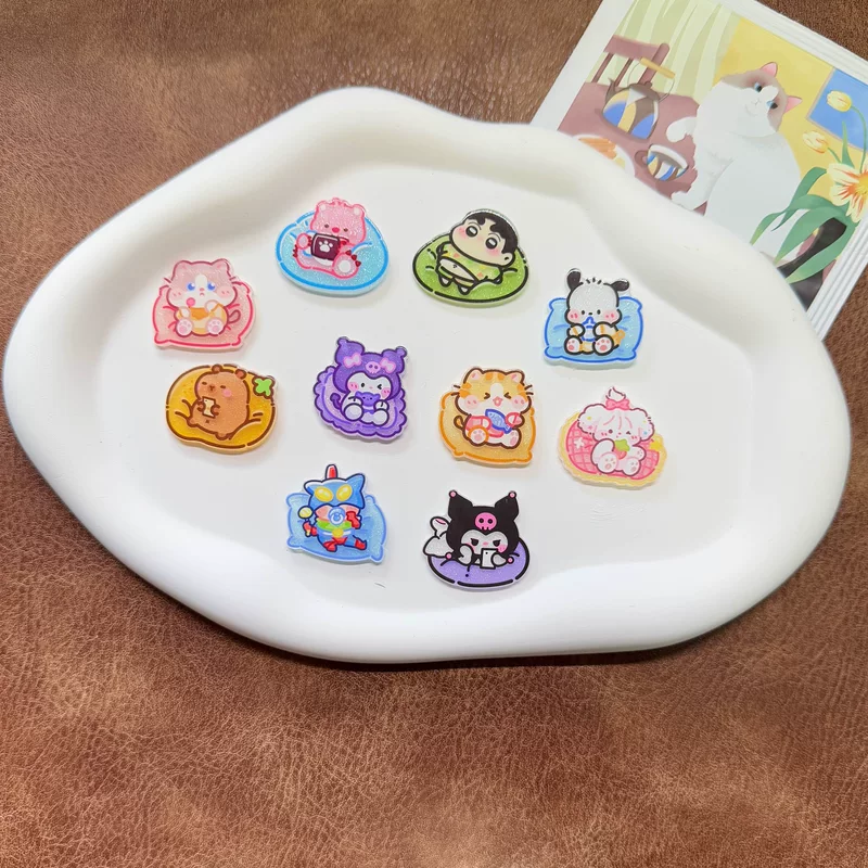 Акриловая милая мультяшная заколка Sanrio Kulomi, зажим для снеков/стикеров, печать, заколка для волос, подарок для ученицы